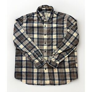 L.L. Bean Blue Plaid Men's Flannel Shirt‎ Traditional Fit Size XL